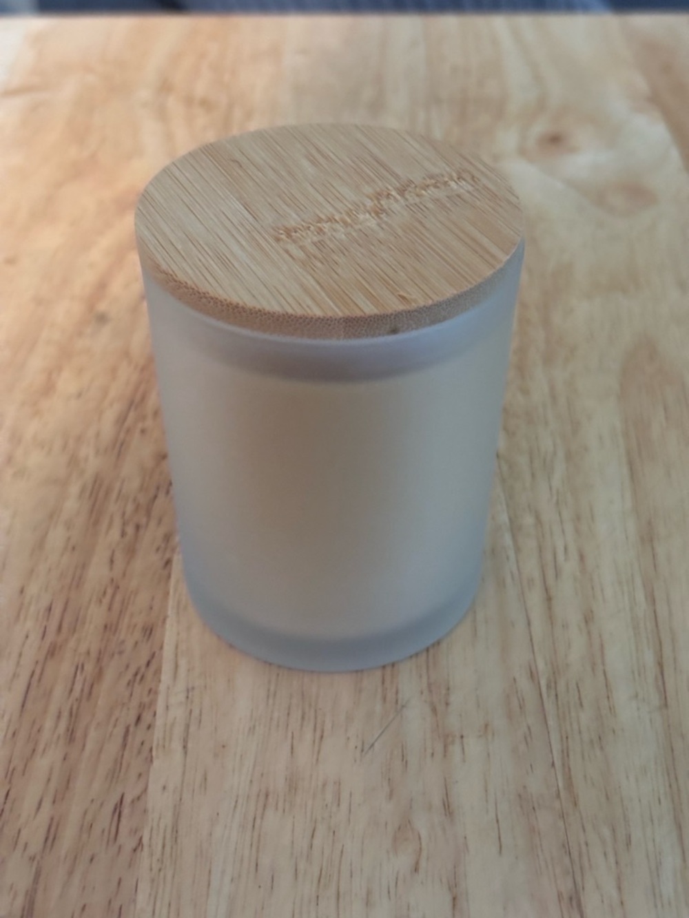 Sandalwood Frosted Glass Candle Jar with Bamboo Lid